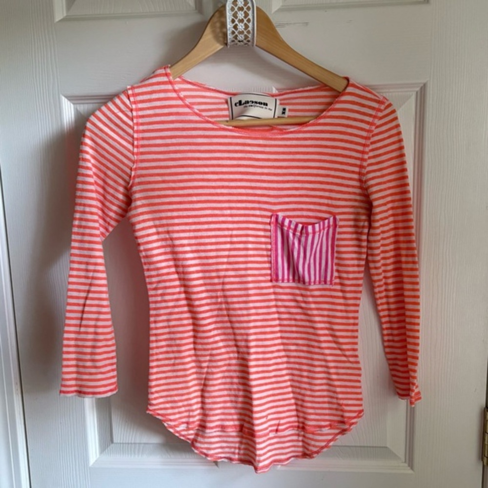 Striped Long Sleeve Tee with Pocket